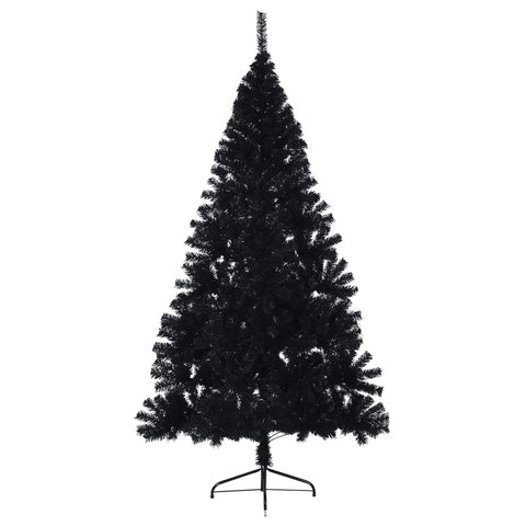 Künstlicher Halb-Weihnachtsbaum mit Ständer Schwarz 180 cm PVC