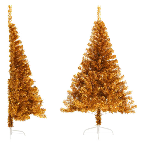 Künstlicher Halb-Weihnachtsbaum mit Ständer Gold 150 cm PET