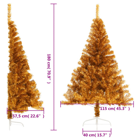 Künstlicher Halb-Weihnachtsbaum mit Ständer Gold 180 cm PET