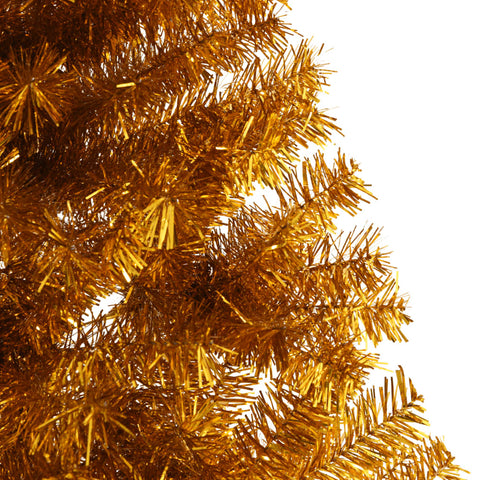 Künstlicher Halb-Weihnachtsbaum mit Ständer Gold 210 cm PET