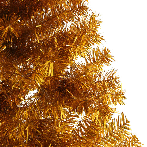 Künstlicher Halb-Weihnachtsbaum mit Ständer Gold 240 cm PET