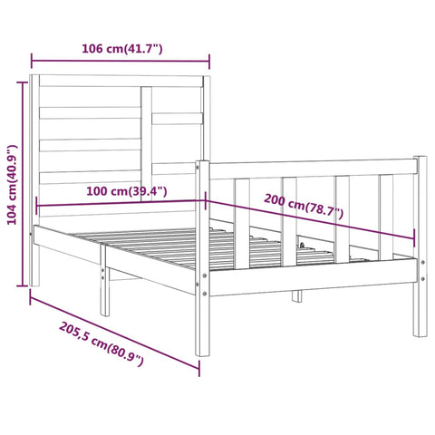 Massivholzbett ohne Matratze 100x200 cm Kiefernholz