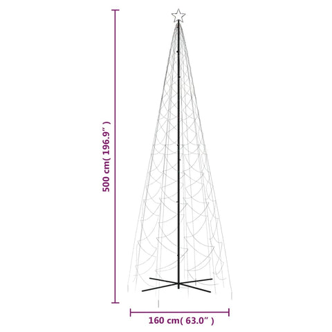 LED-Weihnachtsbaum Kegelform Mehrfarbig 1400 LEDs 160x500 cm