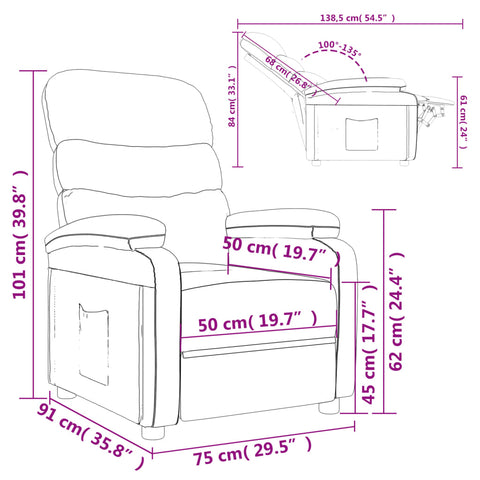 vidaXL Relaxsessel Taupe Stoff