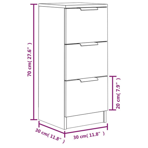 vidaXL Sideboard Schwarz 30x30x70 cm Holzwerkstoff