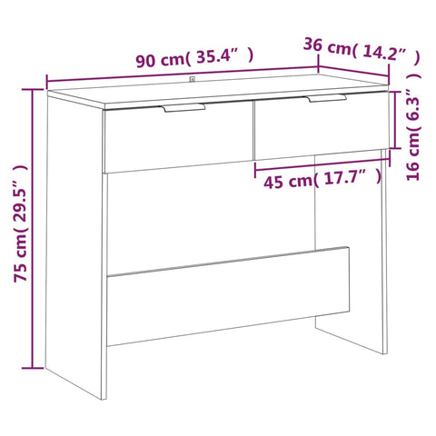 vidaXL Konsolentisch Weiß 90x36x75 cm Holzwerkstoff