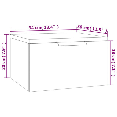 vidaXL Wand-Nachttisch Schwarz 34x30x20 cm