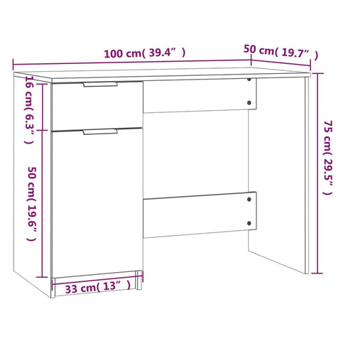 vidaXL Schreibtisch Weiß 100x50x75 cm Holzwerkstoff