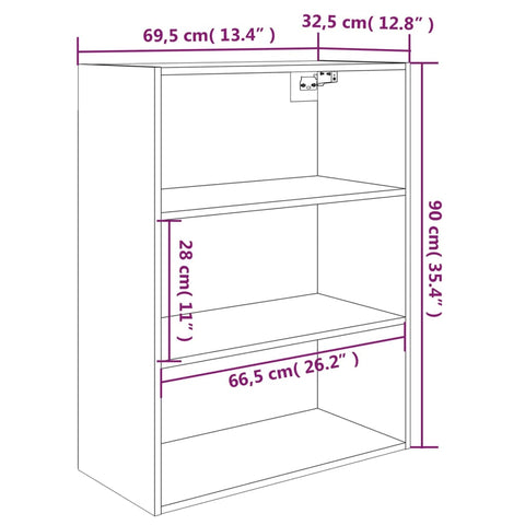 Hängeschrank Schwarz 69,5x32,5x90 cm