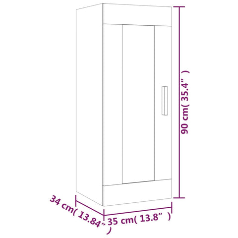 vidaXL Wandschrank Sonoma-Eiche 35x34x90 cm Holzwerkstoff