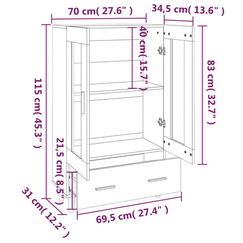 vidaXL Highboard Sonoma-Eiche 70x31x115 cm Holzwerkstoff