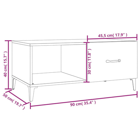 vidaXL Couchtisch Weiß 90x50x40 cm Holzwerkstoff