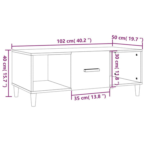 vidaXL Couchtisch Schwarz 102x50x40 cm Holzwerkstoff