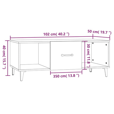 vidaXL Couchtisch Weiß 102x50x40 cm Holzwerkstoff