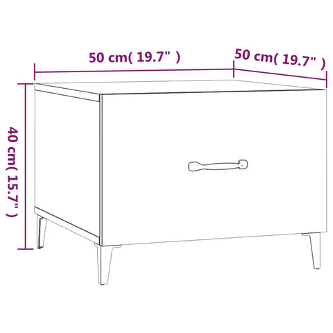 vidaXL Couchtische mit Metallbeinen 2 Stk. Weiß 50x50x40 cm