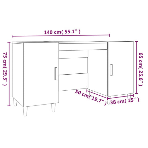 vidaXL Schreibtisch Weiß 140x50x75 cm Holzwerkstoff