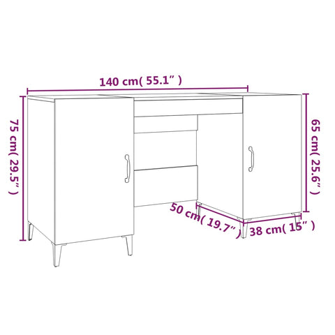 Schreibtisch Schwarz 140x50x75 cm Holzwerkstoff