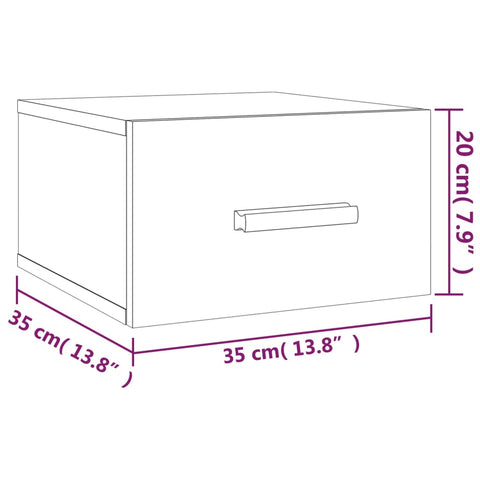 vidaXL Wand-Nachttisch Betongrau 35x35x20 cm