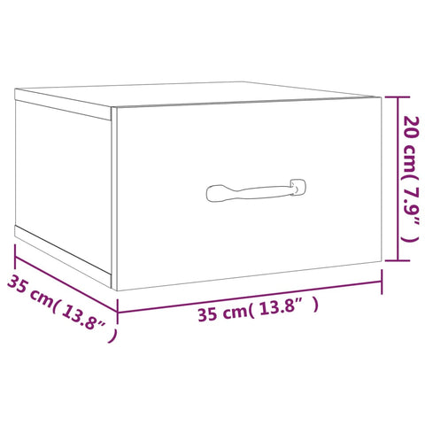 vidaXL Wand-Nachttische 2 Stk. Hochglanz-Weiß 35x35x20 cm