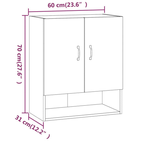 vidaXL Wandschrank Schwarz 60x31x70 cm Holzwerkstoff