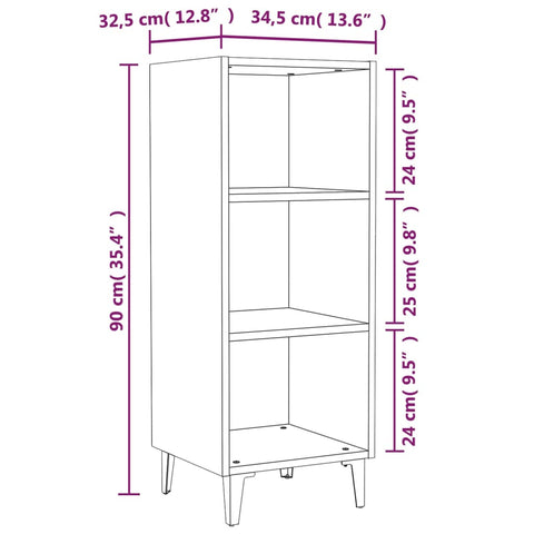 vidaXL Sideboard Räuchereiche 34,5x32,5x90 cm Holzwerkstoff