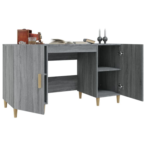 vidaXL Schreibtisch Grau Sonoma 140x50x75 cm Holzwerkstoff