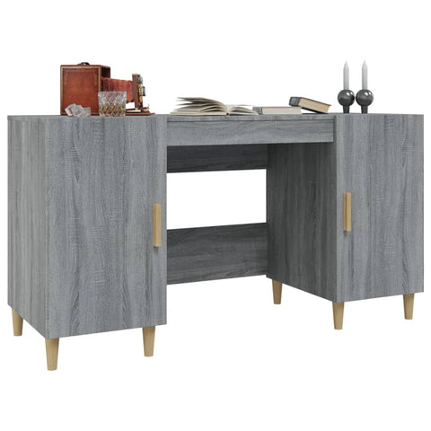 vidaXL Schreibtisch Grau Sonoma 140x50x75 cm Holzwerkstoff