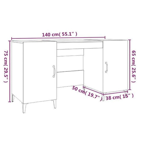 vidaXL Schreibtisch Braun Eichen-Optik 140x50x75 cm Holzwerkstoff