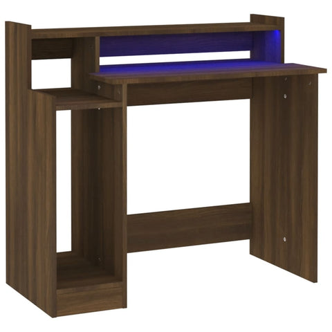 vidaXL Schreibtisch mit LEDs Braun Eiche-Optik 97x45x90 Holzwerkstoff