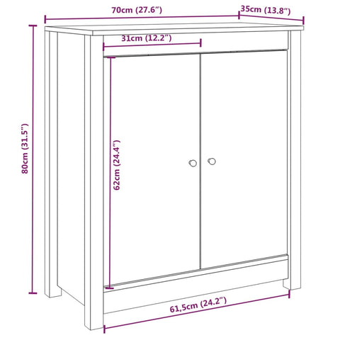 vidaXL Sideboards 2 Stk. 70x35x80 cm Massivholz Kiefer