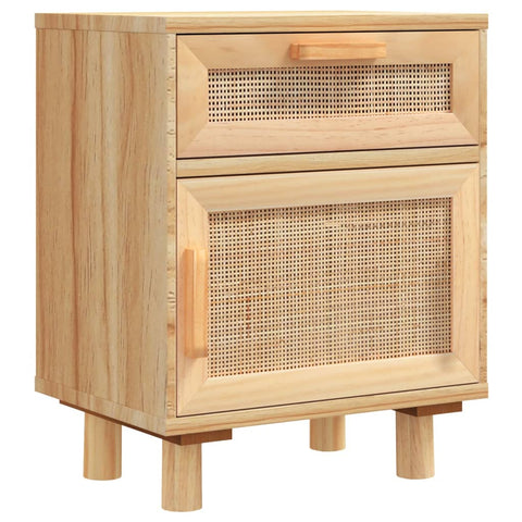 vidaXL Nachttische 2 Stk. Braun Massivholz Kiefer und Natur-Rattan