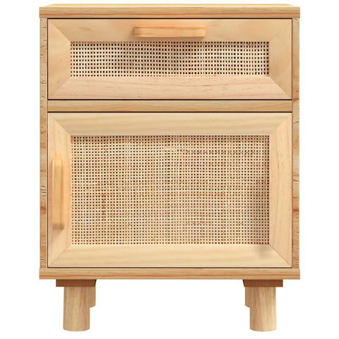 vidaXL Nachttische 2 Stk. Braun Massivholz Kiefer und Natur-Rattan