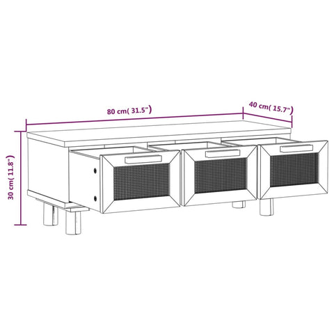 vidaXL Couchtisch Weiß 80x40x30 cm Holzwerkstoff & Massivholz Kiefer