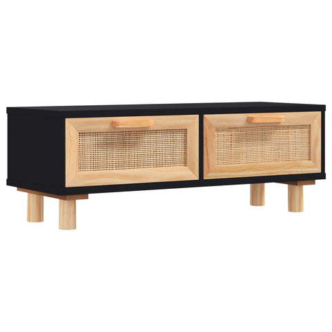 vidaXL Couchtisch Schwarz 80x40x30 cm Holzwerkstoff Massivholz Kiefer