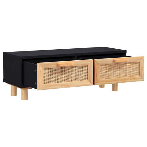 vidaXL Couchtisch Schwarz 80x40x30 cm Holzwerkstoff Massivholz Kiefer