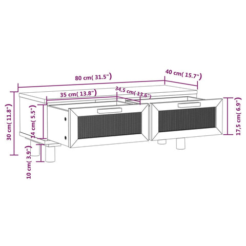 vidaXL Couchtisch Braun 80x40x30 cm Holzwerkstoff & Massivholz Kiefer