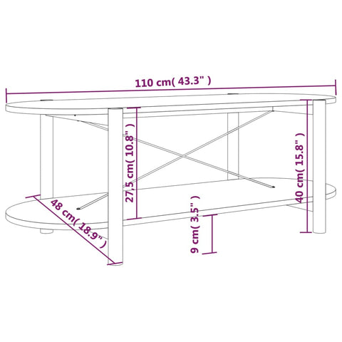 vidaXL Couchtisch Weiß 110x48x40 cm Holzwerkstoff