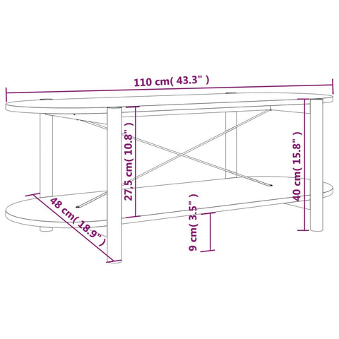 vidaXL Couchtisch Schwarz 110x48x40 cm Holzwerkstoff