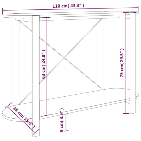 vidaXL Konsolentisch Schwarz 110x38x75 cm Holzwerkstoff