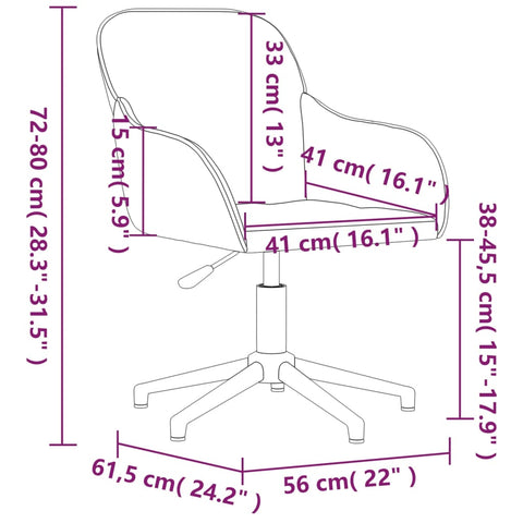 vidaXL Bürostuhl Drehbar Creme Samt