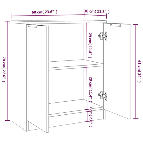 vidaXL Sideboards 2 Stk. Schwarz 60x30x70 cm Holzwerkstoff