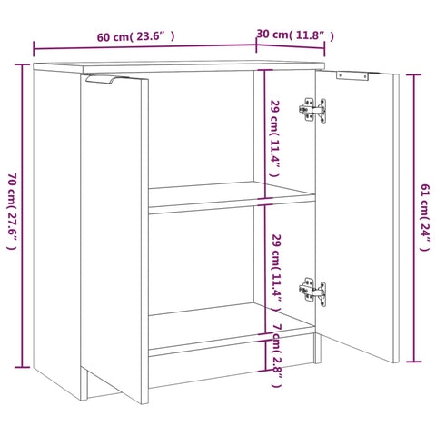 vidaXL Sideboards 2 Stk. Grau Sonoma 60x30x70 cm Holzwerkstoff