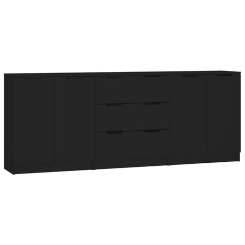 vidaXL 3-tlg. Sideboard-Set Schwarz Holzwerkstoff