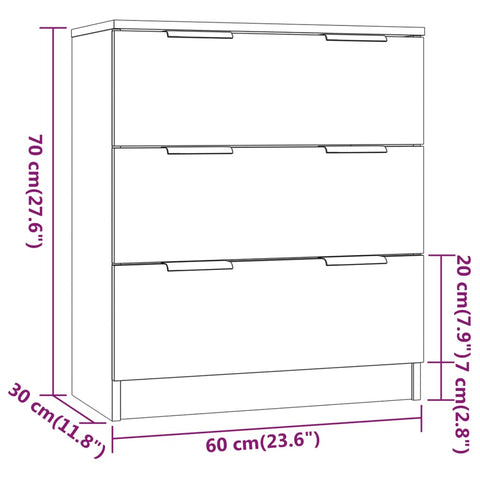 vidaXL 3-tlg. Sideboard-Set Schwarz Holzwerkstoff