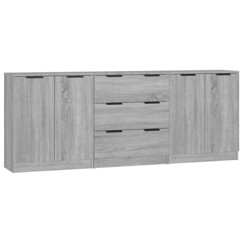 vidaXL 3-tlg. Sideboard Grau Sonoma Eiche-Optik Holzwerkstoff