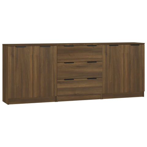 vidaXL 3-tlg. Sideboard Braun Eiche-Optik Holzwerkstoff