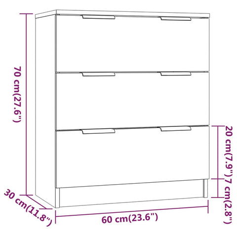 vidaXL 3-tlg. Sideboard Braun Eiche-Optik Holzwerkstoff