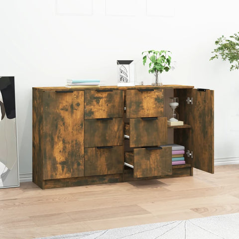 vidaXL Sideboards 2 Stk. Räuchereiche 60x30x70 cm Holzwerkstoff