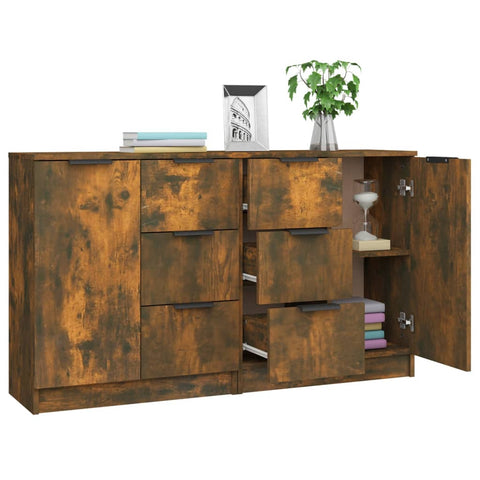 vidaXL Sideboards 2 Stk. Räuchereiche 60x30x70 cm Holzwerkstoff