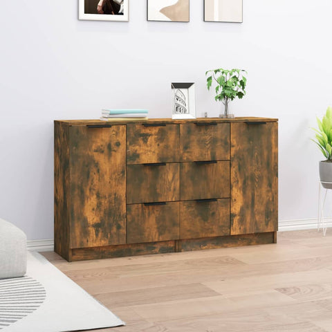 vidaXL Sideboards 2 Stk. Räuchereiche 60x30x70 cm Holzwerkstoff